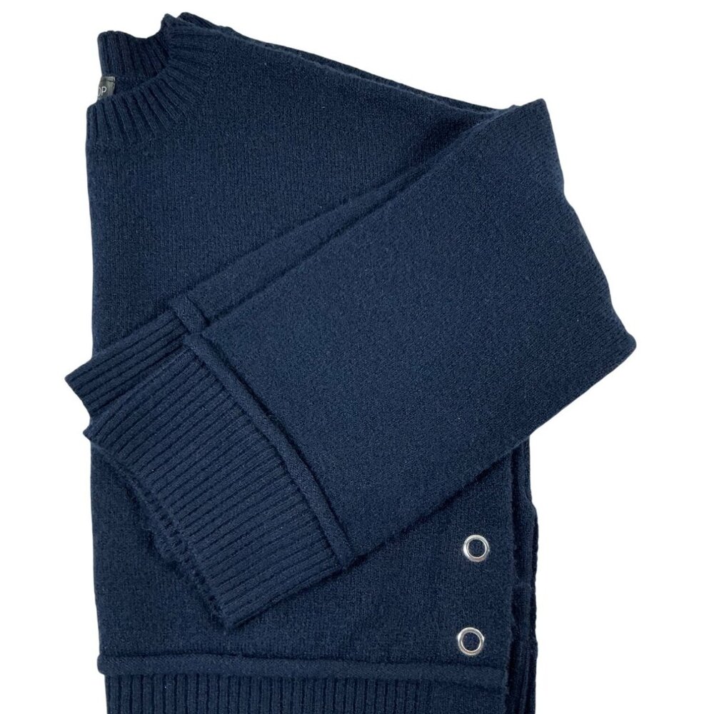Topshop- Women's Blue Crew Neck Sweater Crop Soft Cozy Boxy- Navy- Size: S - Picture 3 of 10